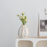 Maxbell White Ceramic Jug Vase Decorative Plant Vase for Fireplace Living Room Table oval