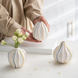 Maxbell White Ceramic Jug Vase Decorative Plant Vase for Fireplace Living Room Table oval