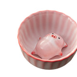 Maxbell Ceramic Tea Cup with Tea Pet Miniature Figurine for Living Room Office Decor 120ml