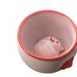 Maxbell Ceramic Tea Cup with Tea Pet Miniature Figurine for Living Room Office Decor 160ml