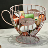 Maxbell Coffee Capsule Organizer Storage Basket Display Home Decor Coffee Pod Holder Pink