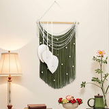 Maxbell Macrame Wall Hanging Art Braided Tassels for Background Wedding Nursery Room Green