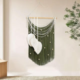 Maxbell Macrame Wall Hanging Art Braided Tassels for Background Wedding Nursery Room Green
