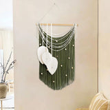 Maxbell Macrame Wall Hanging Art Braided Tassels for Background Wedding Nursery Room Green