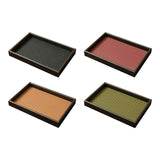 Maxbell Wood PU Leather Organizer Holder Flat Jewelry Display Tray Black