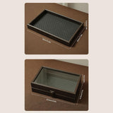 Maxbell Wood PU Leather Organizer Holder Flat Jewelry Display Tray Black