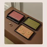 Maxbell Wood PU Leather Organizer Holder Flat Jewelry Display Tray Black