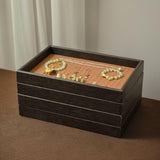 Maxbell Wood PU Leather Organizer Holder Flat Jewelry Display Tray Black