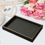 Maxbell Wood PU Leather Organizer Holder Flat Jewelry Display Tray Black