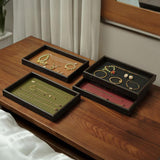 Maxbell Wood PU Leather Organizer Holder Flat Jewelry Display Tray Black