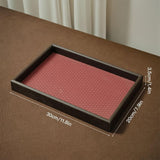 Maxbell Wood PU Leather Organizer Holder Flat Jewelry Display Tray Red