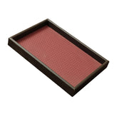 Maxbell Wood PU Leather Organizer Holder Flat Jewelry Display Tray Red