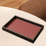 Maxbell Wood PU Leather Organizer Holder Flat Jewelry Display Tray Red