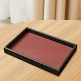 Maxbell Wood PU Leather Organizer Holder Flat Jewelry Display Tray Red