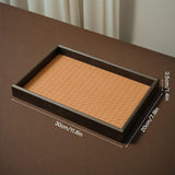 Maxbell Wood PU Leather Organizer Holder Flat Jewelry Display Tray Orange