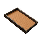 Maxbell Wood PU Leather Organizer Holder Flat Jewelry Display Tray Orange