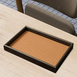 Maxbell Wood PU Leather Organizer Holder Flat Jewelry Display Tray Orange