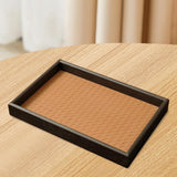 Maxbell Wood PU Leather Organizer Holder Flat Jewelry Display Tray Orange