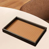 Maxbell Wood PU Leather Organizer Holder Flat Jewelry Display Tray Orange