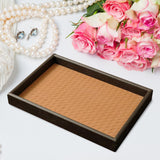 Maxbell Wood PU Leather Organizer Holder Flat Jewelry Display Tray Orange