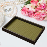 Maxbell Wood PU Leather Organizer Holder Flat Jewelry Display Tray Dark Green