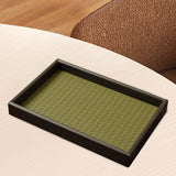 Maxbell Wood PU Leather Organizer Holder Flat Jewelry Display Tray Dark Green