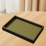 Maxbell Wood PU Leather Organizer Holder Flat Jewelry Display Tray Dark Green