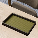 Maxbell Wood PU Leather Organizer Holder Flat Jewelry Display Tray Dark Green