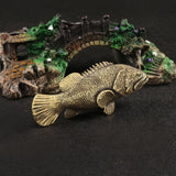 Maxbell Brass Grouper Fish Figurine Tea Pet Animals Figurine for Home Office Desktop