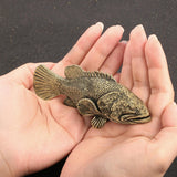 Maxbell Brass Grouper Fish Figurine Tea Pet Animals Figurine for Home Office Desktop