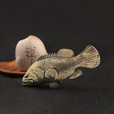 Maxbell Brass Grouper Fish Figurine Tea Pet Animals Figurine for Home Office Desktop