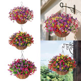 Maxbell Artificial Faux Hanging Flowers Plants with Basket Chain Flower Pot for Lawn A