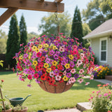 Maxbell Artificial Faux Hanging Flowers Plants with Basket Chain Flower Pot for Lawn A