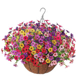 Maxbell Artificial Faux Hanging Flowers Plants with Basket Chain Flower Pot for Lawn A