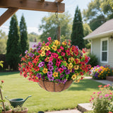 Maxbell Artificial Faux Hanging Flowers Plants with Basket Chain Flower Pot for Lawn B