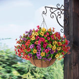 Maxbell Artificial Faux Hanging Flowers Plants with Basket Chain Flower Pot for Lawn B