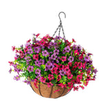 Maxbell Artificial Faux Hanging Flowers Plants with Basket Chain Flower Pot for Lawn C