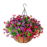 Maxbell Artificial Faux Hanging Flowers Plants with Basket Chain Flower Pot for Lawn C