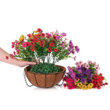 Maxbell Artificial Faux Hanging Flowers Plants with Basket Chain Flower Pot for Lawn C