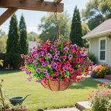 Maxbell Artificial Faux Hanging Flowers Plants with Basket Chain Flower Pot for Lawn C