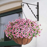 Maxbell Hanging Artificial Flowers Basket Ornament Plant Hanger for Yard Lawn Garden Pink