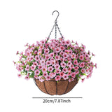 Maxbell Hanging Artificial Flowers Basket Ornament Plant Hanger for Yard Lawn Garden Pink