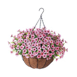 Maxbell Hanging Artificial Flowers Basket Ornament Plant Hanger for Yard Lawn Garden Pink