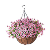 Maxbell Hanging Artificial Flowers Basket Ornament Plant Hanger for Yard Lawn Garden Pink