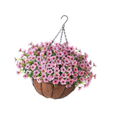 Maxbell Hanging Artificial Flowers Basket Ornament Plant Hanger for Yard Lawn Garden Pink