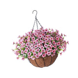Maxbell Hanging Artificial Flowers Basket Ornament Plant Hanger for Yard Lawn Garden Pink