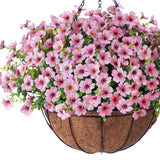 Maxbell Hanging Artificial Flowers Basket Ornament Plant Hanger for Yard Lawn Garden Pink
