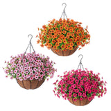 Maxbell Hanging Artificial Flowers Basket Ornament Plant Hanger for Yard Lawn Garden Pink