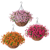 Maxbell Hanging Artificial Flowers Basket Ornament Plant Hanger for Yard Lawn Garden Pink