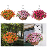 Maxbell Hanging Artificial Flowers Basket Ornament Plant Hanger for Yard Lawn Garden Pink